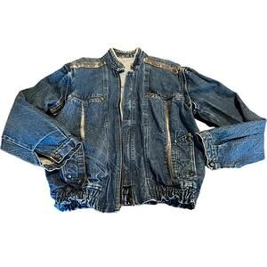 Vintage Men’s Denim Jacket /Vest Bomber Zip Off Sleeves
